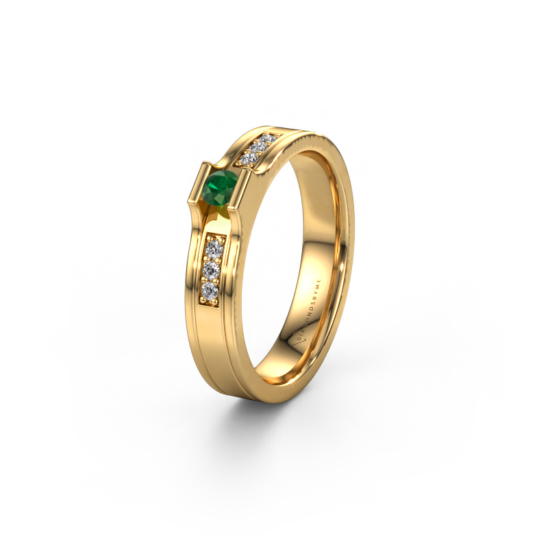 Image of Wedding ring WH2110L14A 585 gold ±0.16x0.07 in Emerald