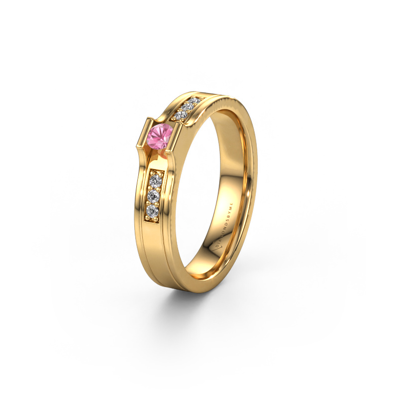 Image of Wedding ring WH2110L14A 585 gold ±0.16x0.07 in Pink sapphire