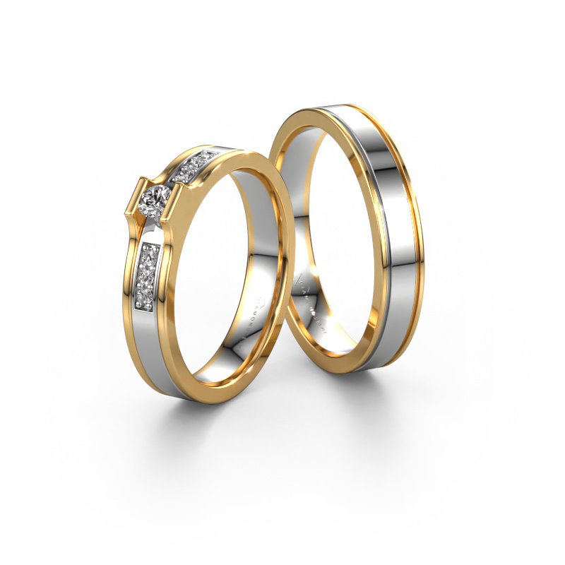 Image of Wedding rings set WH2110LM14A ±0.16x0.07 in 14 Carat white gold Diamond 0.10 crt