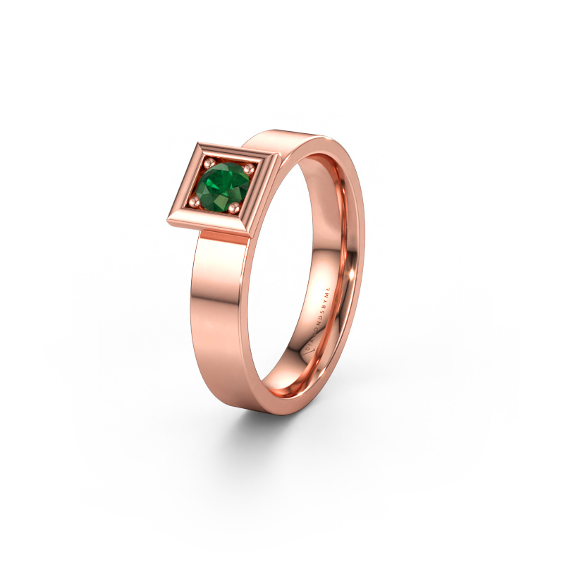 Bild av Vigselring WH2112L14A 585 roséguld ±4 x 1,7 mm Smaragd