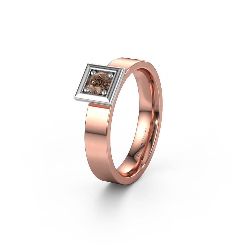 Image of Wedding ring WH2112L14A 585 rose gold ±0.16x0.07 in Brown diamond