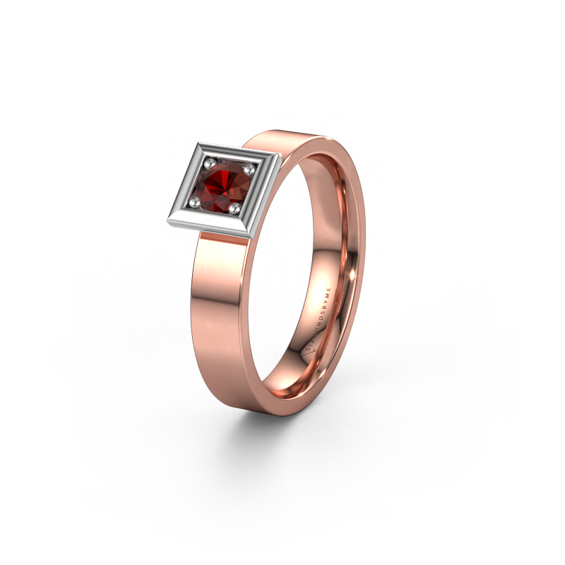 Image of Wedding ring WH2112L14A 585 rose gold ±0.16x0.07 in Garnet