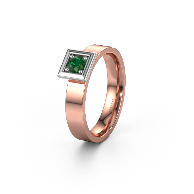 Image of Wedding ring WH2112L14A 585 rose gold ±0.16x0.07 in Emerald