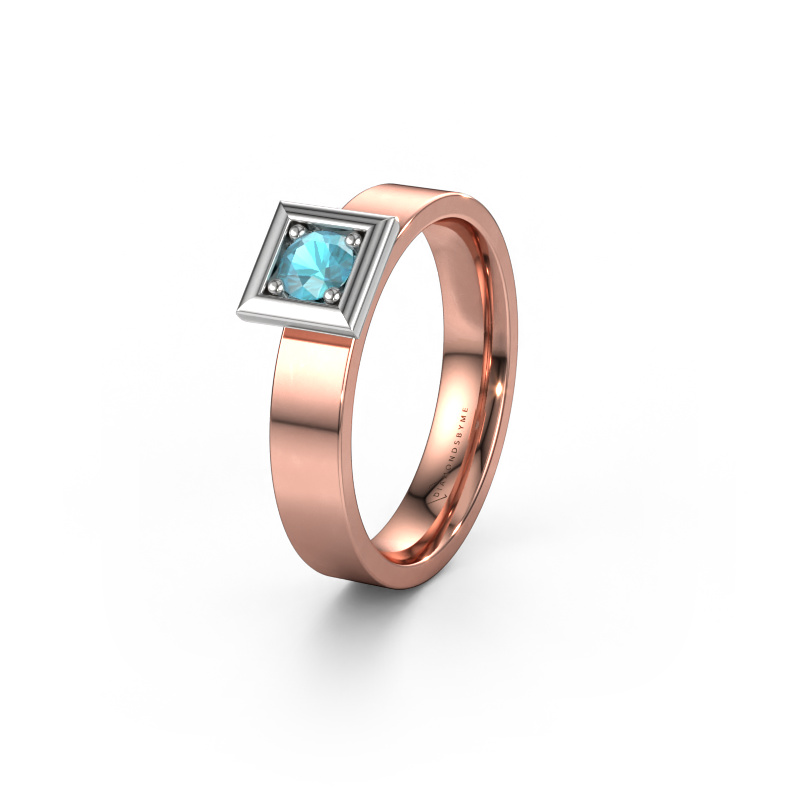 Image of Wedding ring WH2112L14A 585 rose gold ±0.16x0.07 in Blue topaz
