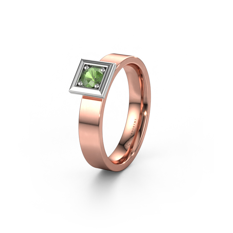 Image of Wedding ring WH2112L14A 585 rose gold ±4x1.7 mm Tourmaline green