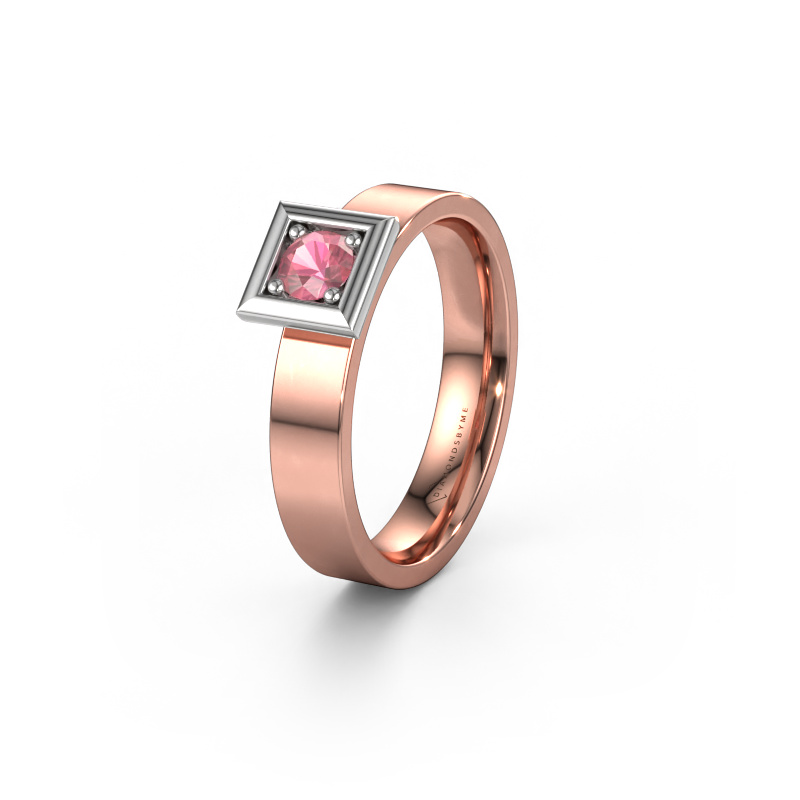 Image of Wedding ring WH2112L14A 585 rose gold ±4x1.7 mm Tourmaline pink