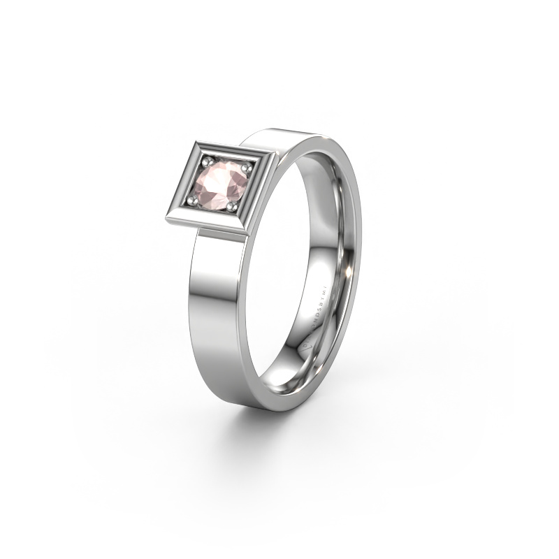 Image of Wedding ring WH2112L14A 585 white gold ±4x1.7 mm Morganite champagne