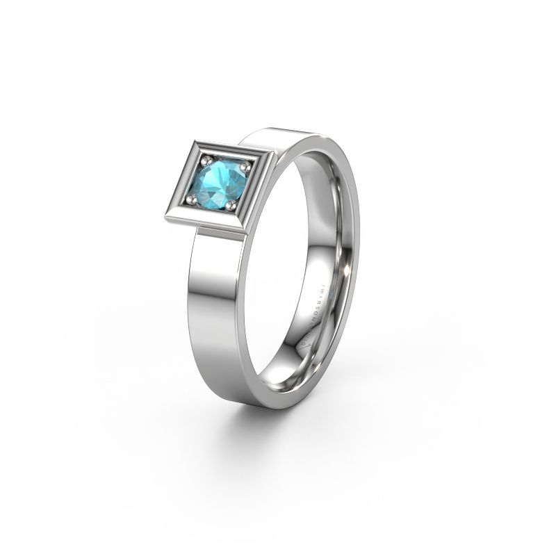Image of Wedding ring WH2112L14A 585 white gold ±0.16x0.07 in Blue topaz