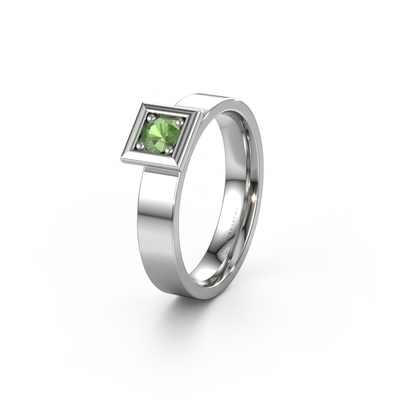 Image of Wedding ring WH2112L14A 950 platinum ±4x1.7 mm Tourmaline green