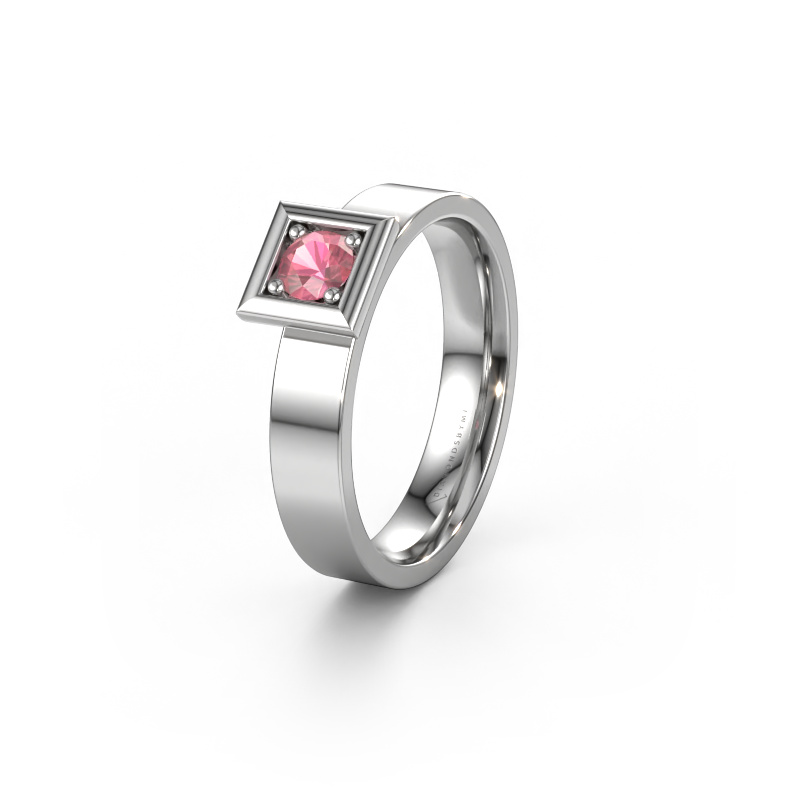 Image of Wedding ring WH2112L14A 585 white gold ±4x1.7 mm Tourmaline pink