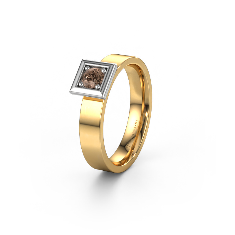 Image of Wedding ring WH2112L14A 585 gold ±0.16x0.07 in Brown diamond