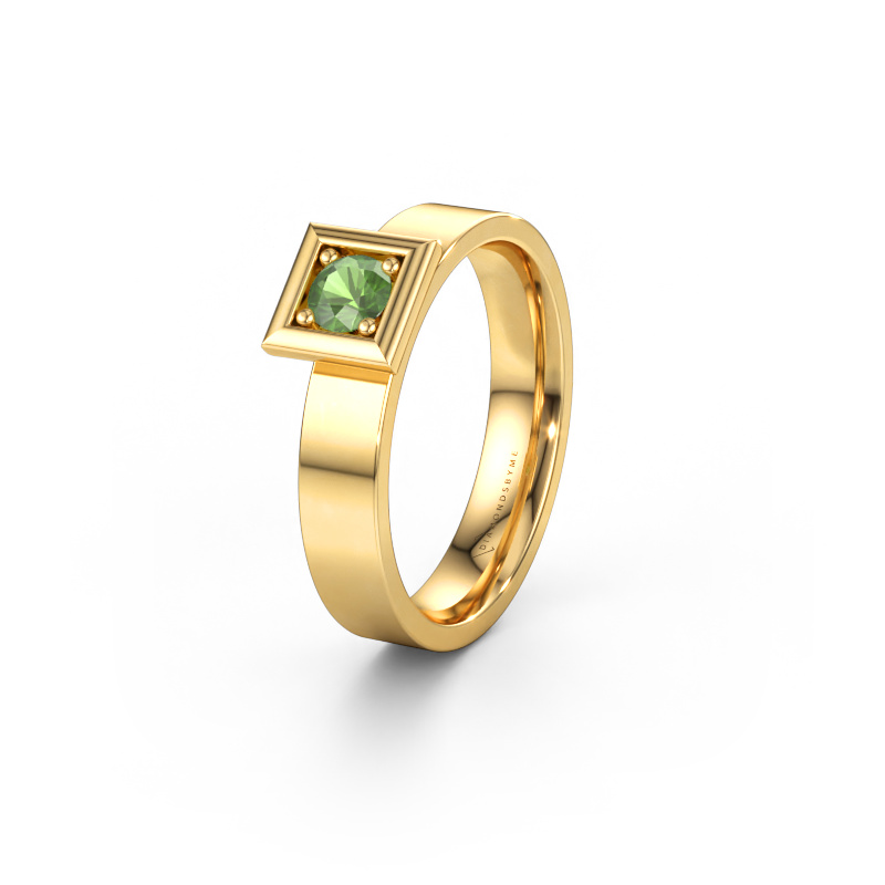 Bild av Vigselring WH2112L14A 585 gult guld ±4 x 1,7 mm Grön turmalin