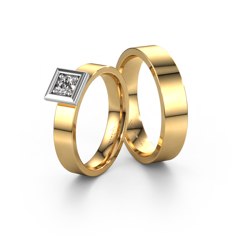 Image of Wedding rings set WH2112LM14A ±0.16x0.07 in 14 Carat gold Diamond 0.25 crt