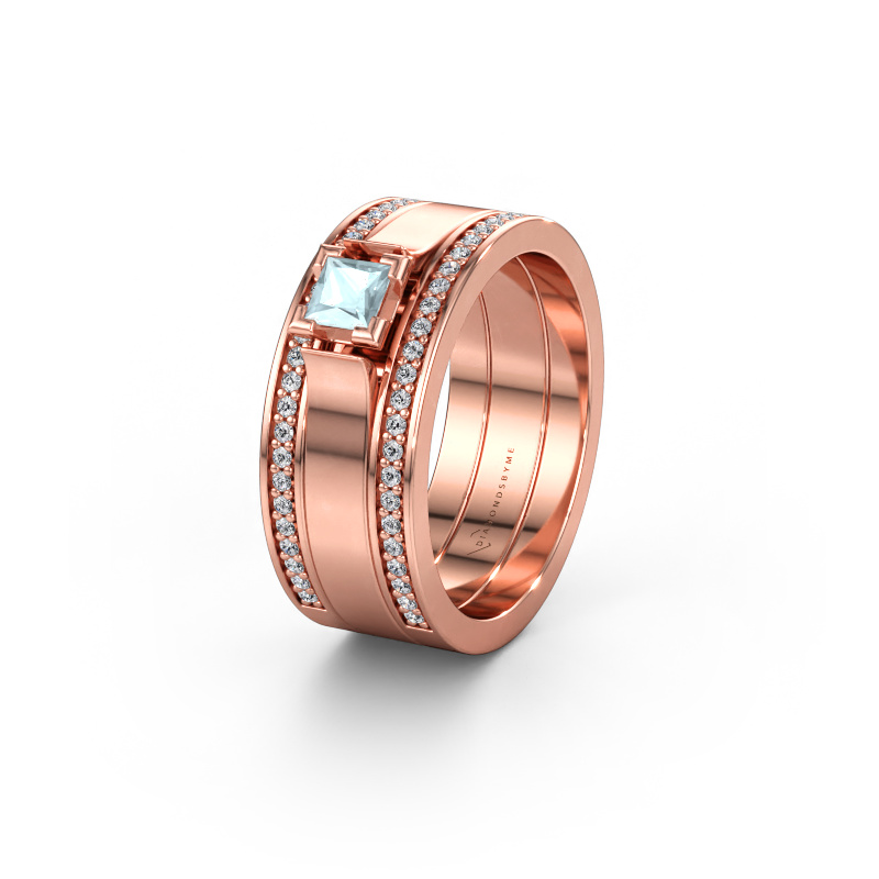 Immagine di Fede nuziale WH2121L 585 oro rosa ±8 x 1,7 mm Acquamarina