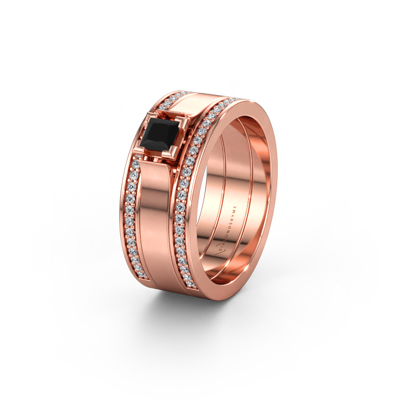 Immagine di Fede nuziale WH2121L 585 oro rosa ±8 x 1,7 mm Diamante nero