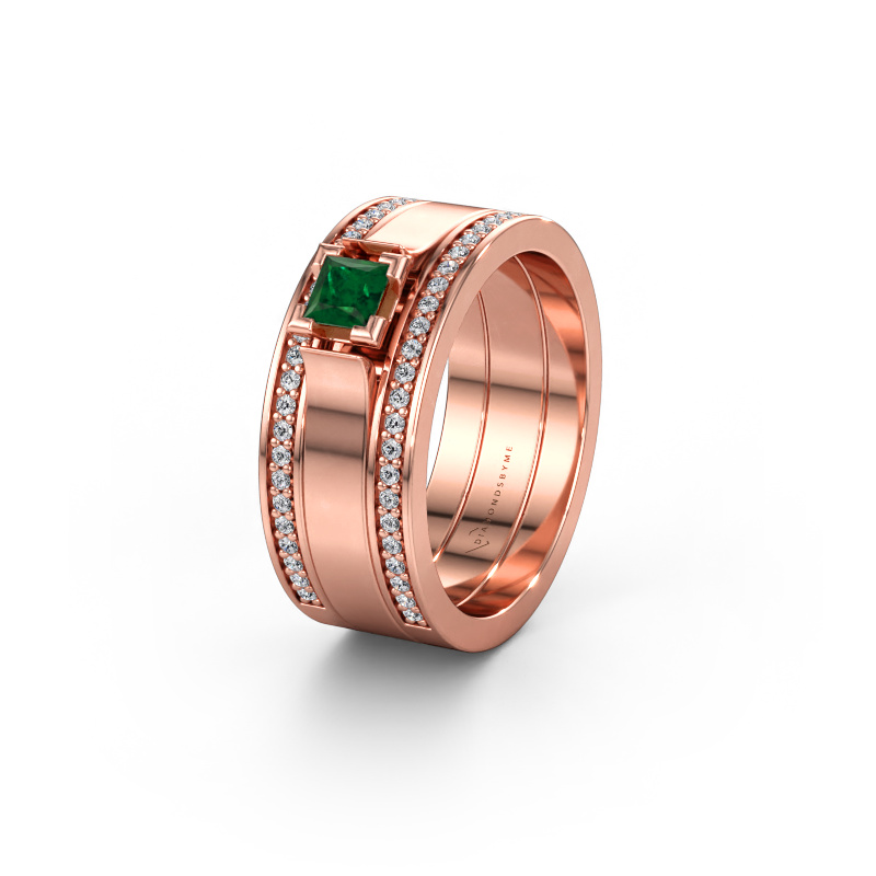 Immagine di Fede nuziale WH2121L 585 oro rosa ±8 x 1,7 mm Smeraldo