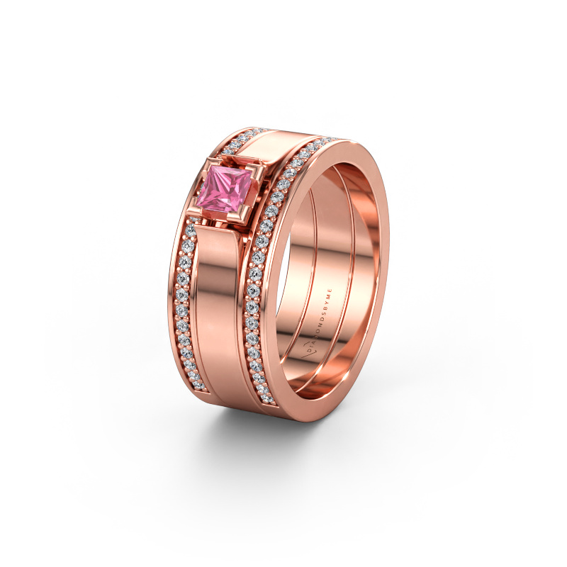 Bild av Vigselring WH2121L 585 roséguld ±8 x 1,7 mm Rosa safir