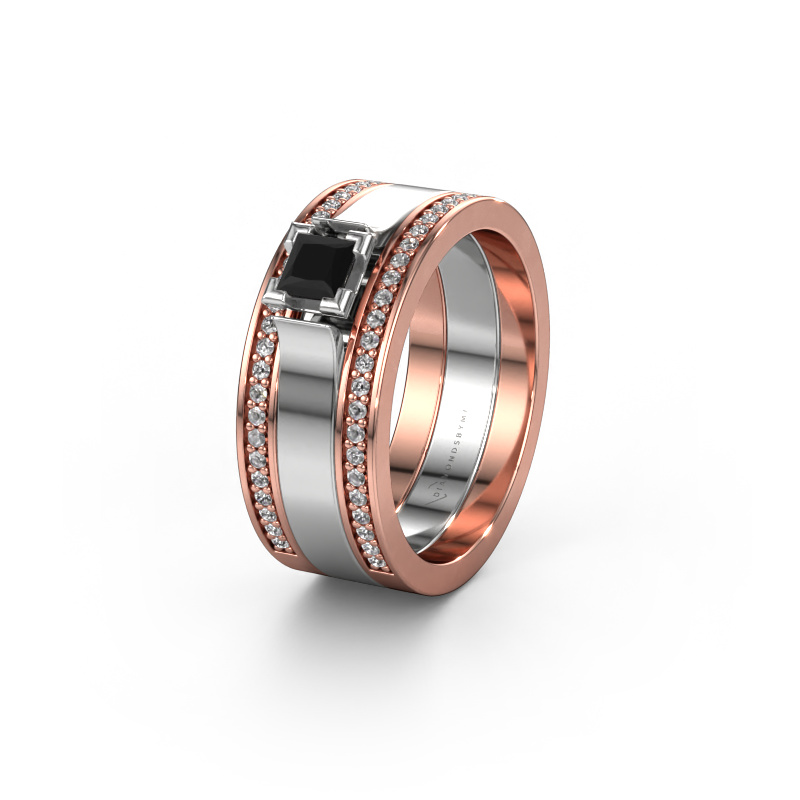 Image of Wedding ring WH2121L 585 rose gold ±0.31x0.07 in Black diamond