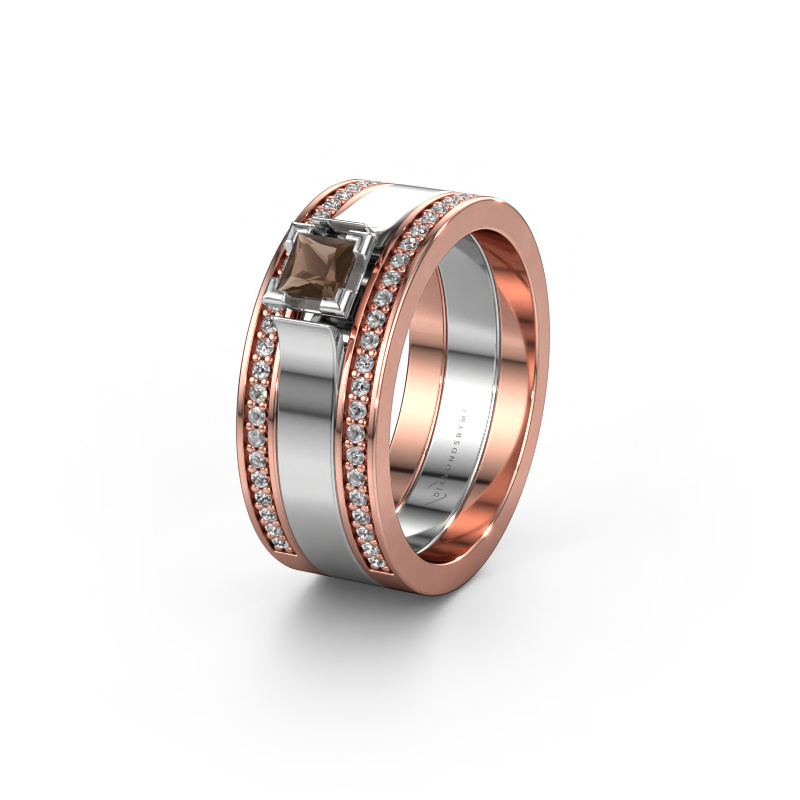 Image of Wedding ring WH2121L 585 rose gold ±0.31x0.07 in Smokey quartz
