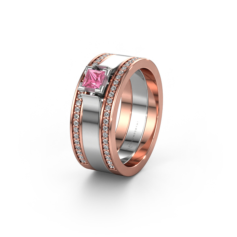 Image of Wedding ring WH2121L 585 rose gold ±0.31x0.07 in Pink sapphire