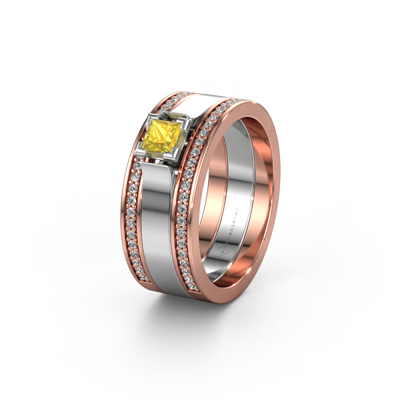 Image of Wedding ring WH2121L 585 rose gold ±0.31x0.07 in Yellow sapphire