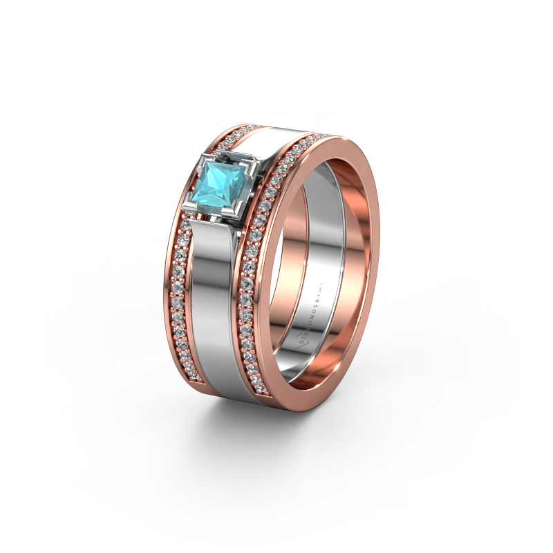 Image of Wedding ring WH2121L 585 rose gold ±0.31x0.07 in Blue topaz