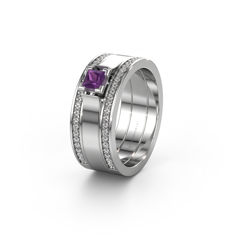 Image of Wedding ring WH2121L 585 white gold ±0.31x0.07 in Amethyst