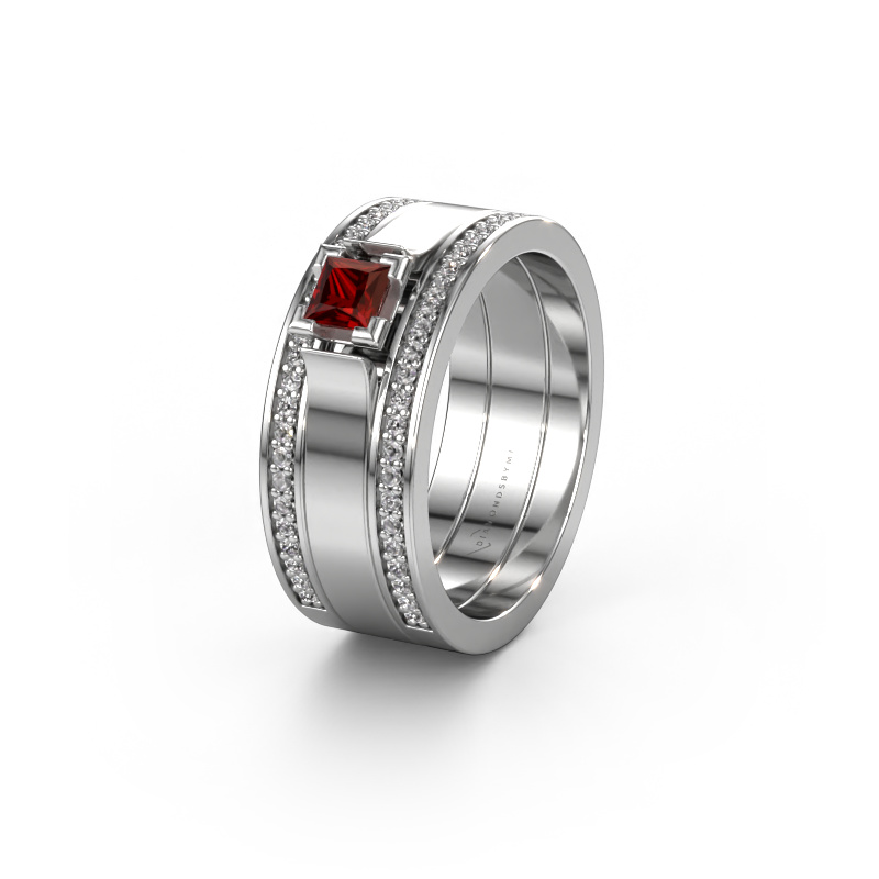 Image of Wedding ring WH2121L 585 white gold ±0.31x0.07 in Garnet