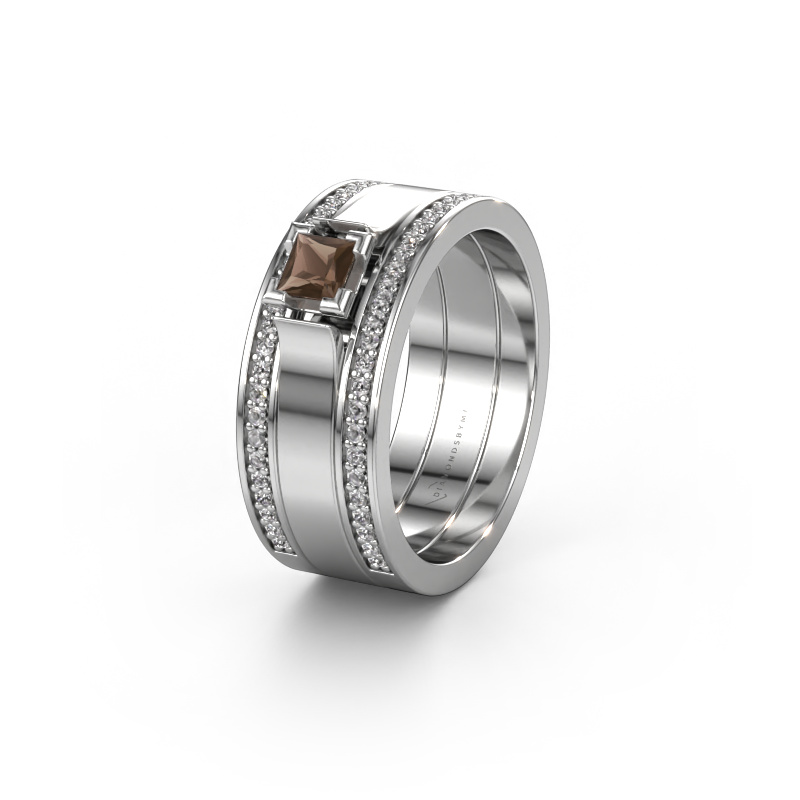 Image of Wedding ring WH2121L 585 white gold ±0.31x0.07 in Smokey quartz
