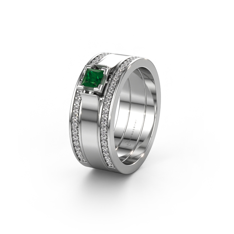 Image of Wedding ring WH2121L 585 white gold ±0.31x0.07 in Emerald