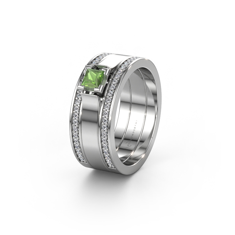 Image of Wedding ring WH2121L 585 white gold ±8x1.7 mm Tourmaline green