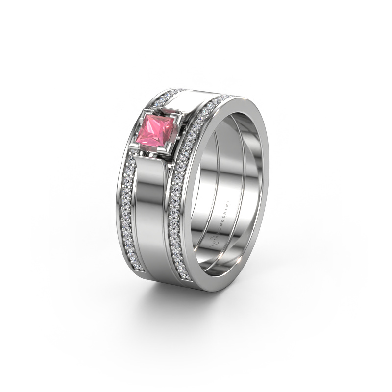 Image of Wedding ring WH2121L 585 white gold ±8x1.7 mm Tourmaline pink