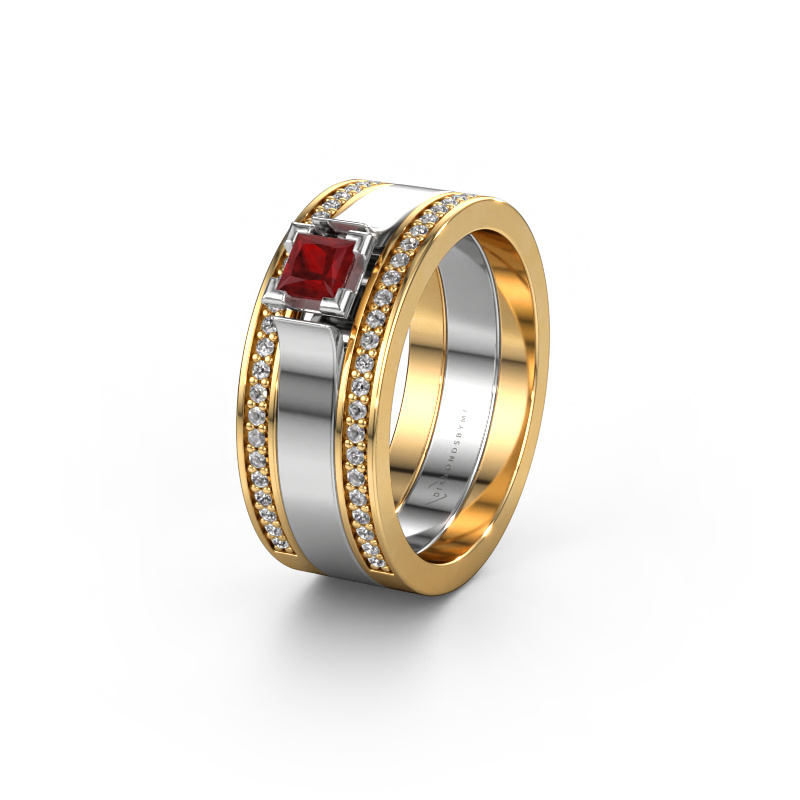 Image of Wedding ring WH2121L 585 gold ±0.31x0.07 in Ruby