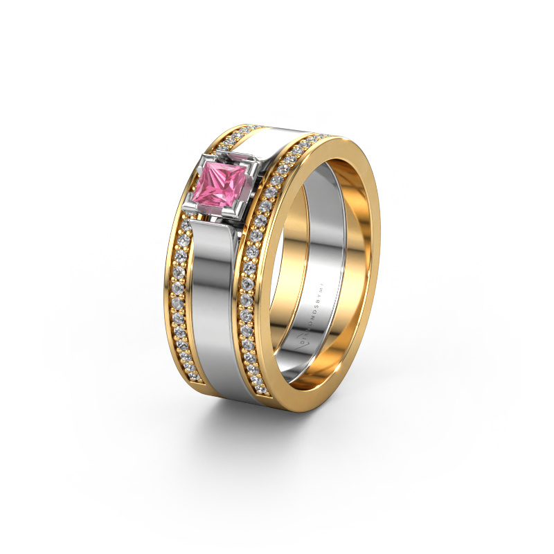 Image of Wedding ring WH2121L 585 gold ±0.31x0.07 in Pink sapphire