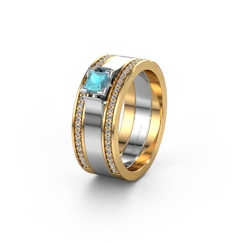 Image of Wedding ring WH2121L 585 gold ±0.31x0.07 in Blue topaz
