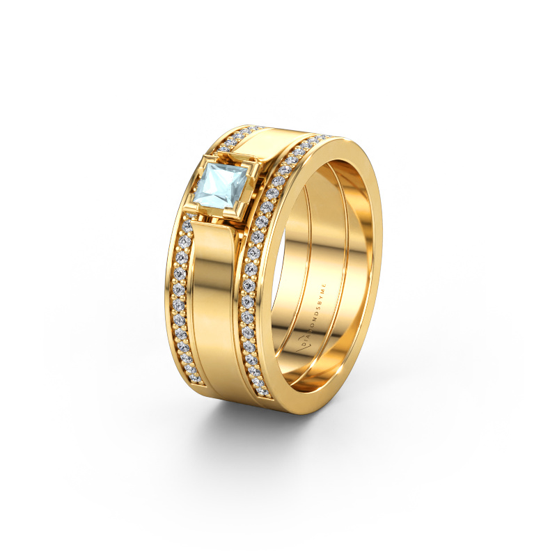 Bild av Vigselring WH2121L 585 gult guld ±8 x 1,7 mm Akvamarin