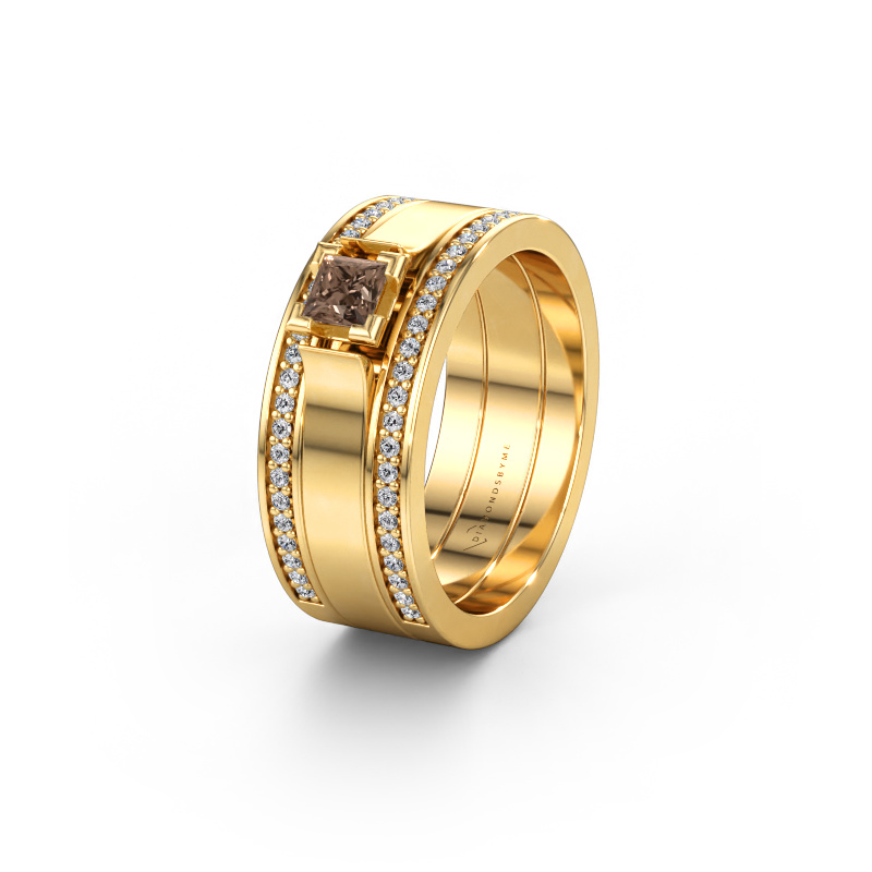 Immagine di Fede nuziale WH2121L 585 oro ±8 x 1,7 mm Diamante marrone