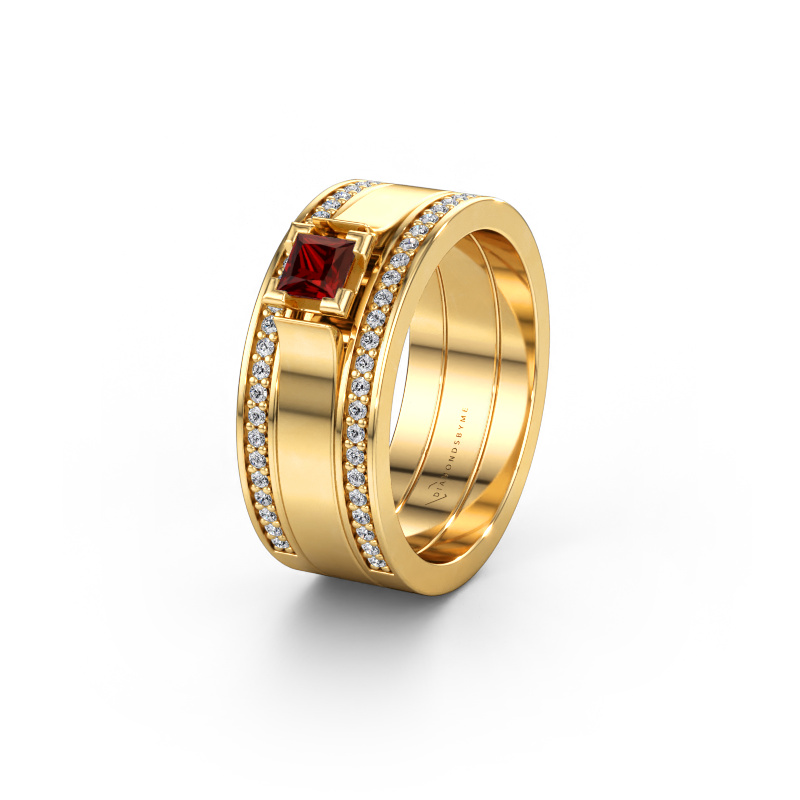 Immagine di Fede nuziale WH2121L 585 oro ±8 x 1,7 mm Granato