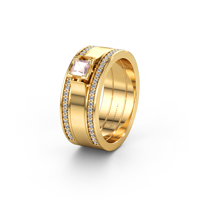 Bild av Vigselring WH2121L 585 gult guld ±8 x 1,7 mm Champagnefärgad morganit