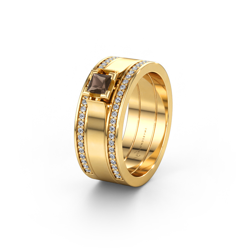 Bild av Vigselring WH2121L 585 gult guld ±8 x 1,7 mm Rökkvarts