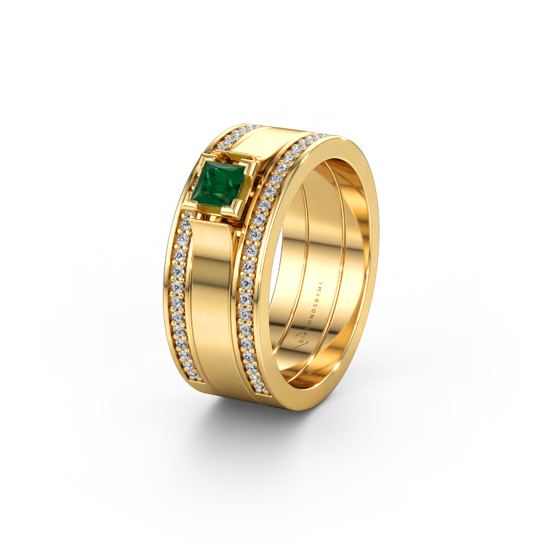 Immagine di Fede nuziale WH2121L 585 oro ±8 x 1,7 mm Smeraldo