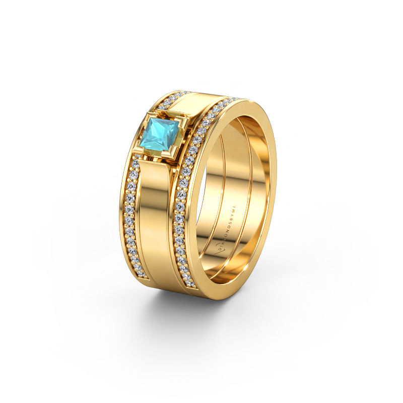Immagine di Fede nuziale WH2121L 585 oro ±8 x 1,7 mm Topazio blu