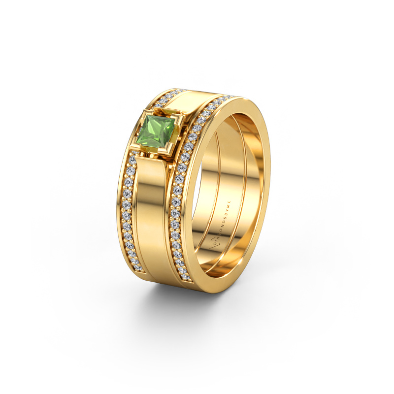 Bild av Vigselring WH2121L 585 gult guld ±8 x 1,7 mm Grön turmalin