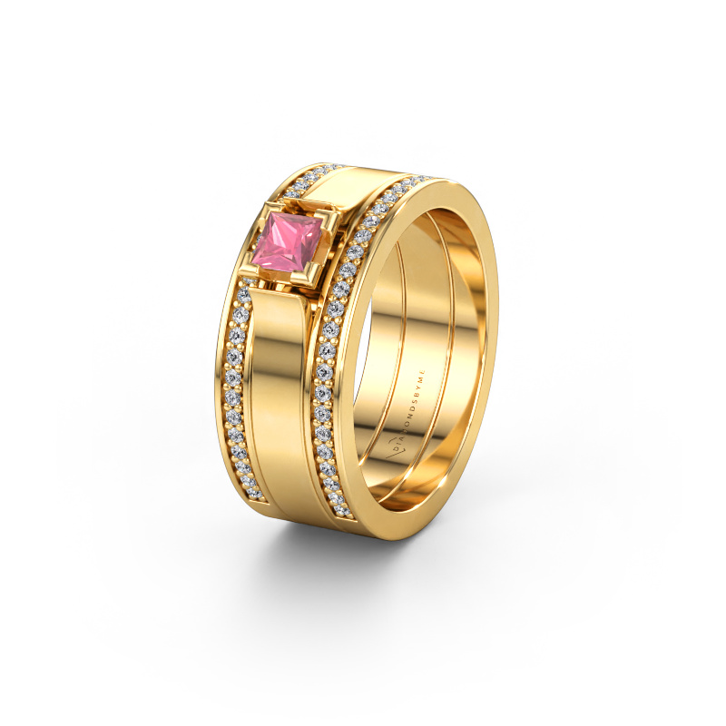 Bild av Vigselring WH2121L 585 gult guld ±8 x 1,7 mm Rosa turmalin