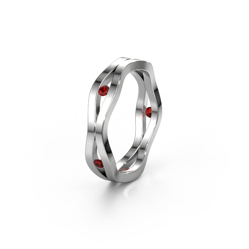 Image of Wedding ring WH2122L 585 white gold ±0.20x0.08 in Garnet