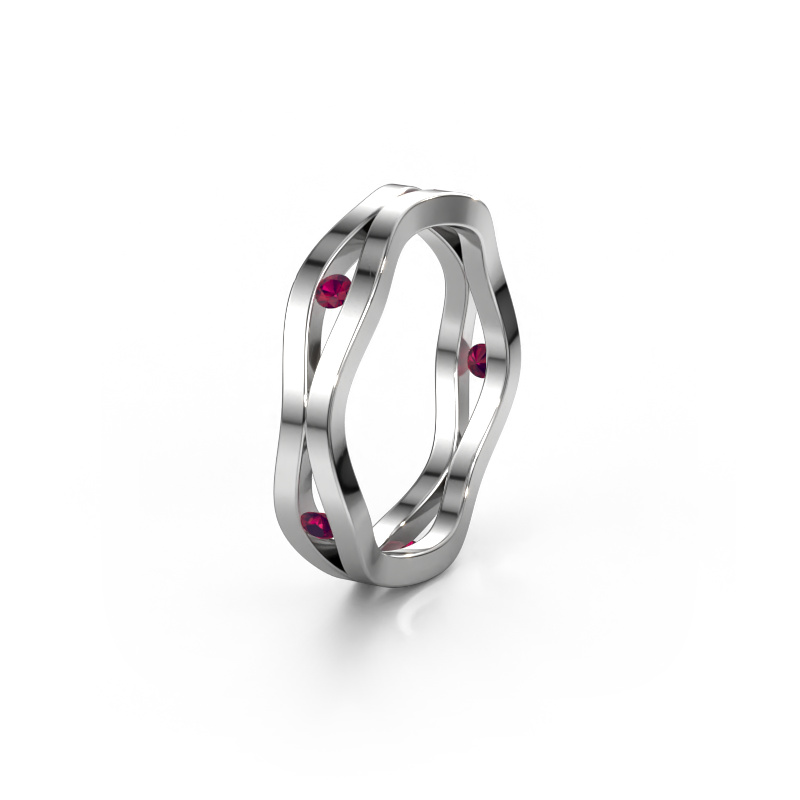 Image of Wedding ring WH2122L 585 white gold ±0.20x0.08 in Rhodolite