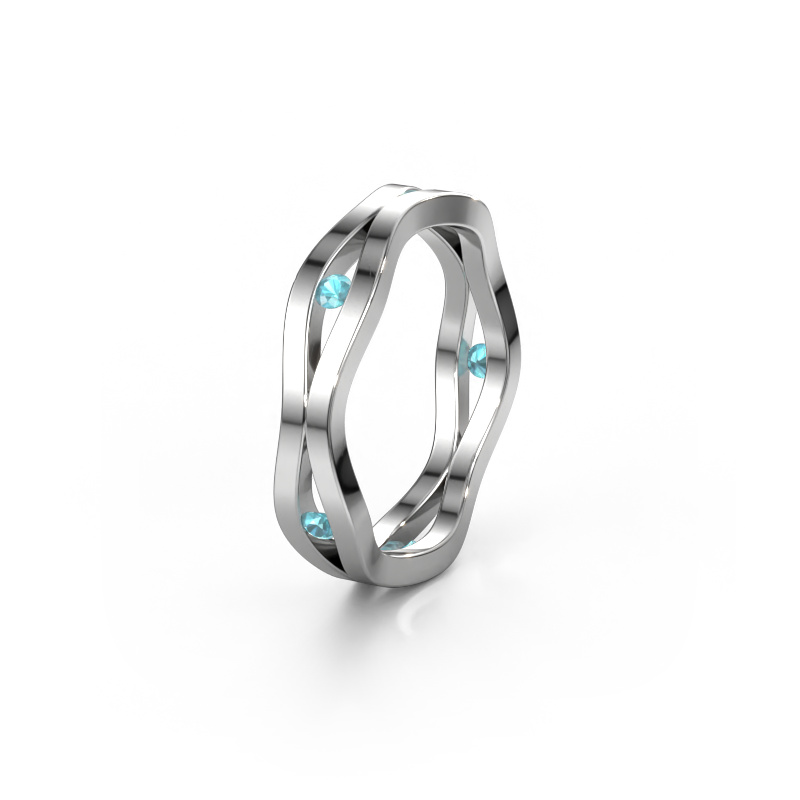 Image of Wedding ring WH2122L 585 white gold ±0.20x0.08 in Blue topaz