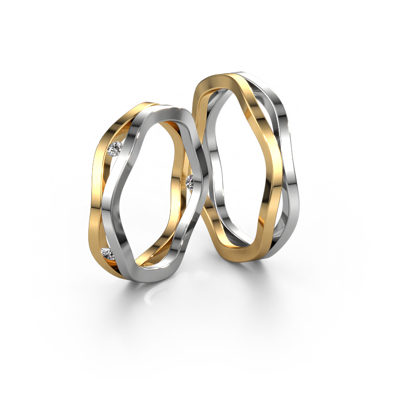 Image of Wedding rings set WH2122LM ±5x2.4 mm 14 Carat gold Diamond 0.03 crt