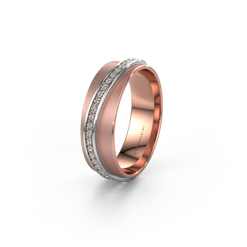 Image of Weddings ring WH2126L 585 rose gold ±6x1.7 mm Brown diamond