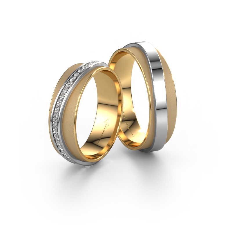 Image of Wedding rings set WH2126LM ±6x1.7 mm 14 Carat gold Diamond 0.328 crt
